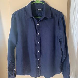 Quince Navy Blue Mens 100% Linen Casual Button-down.